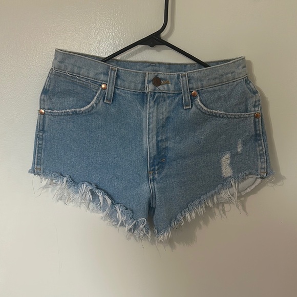 Wrangler Light Blue Distressed Jean Shorts - Picture 1 of 2